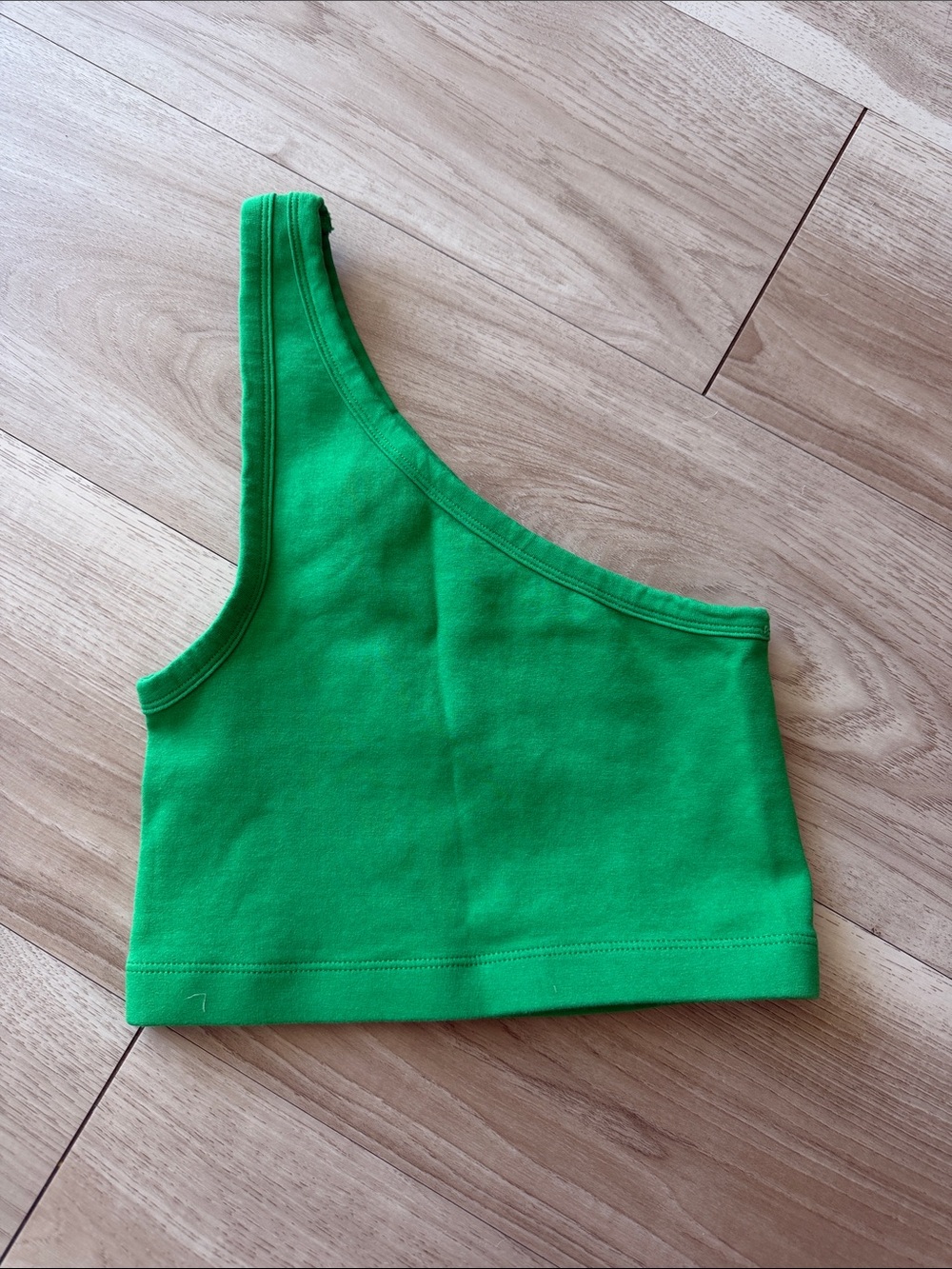 ZARA One-Shoulder Crop Top — Bright Green